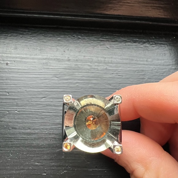 Intrigue ring, 18k white gold, 20ct prasiolite center gem stone - Picture 7 of 10